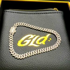 Micro Diamond Prong Cuban Bracelet in White Gold - 6mm